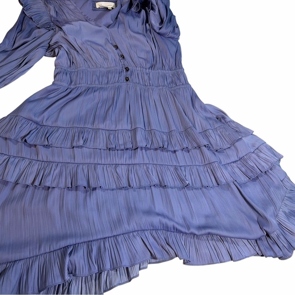 Anthropologie Women Purple Tiered Ruffle Mini Dress Boho Sz S - Picture 8 of 12